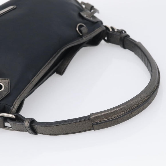 BURBERRY Shoulder Bag Nylon Black Silver Auth 214915A