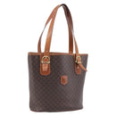 CELINE Macadam Canvas Tote Bag PVC Leather Brown Gold Auth 214916-1