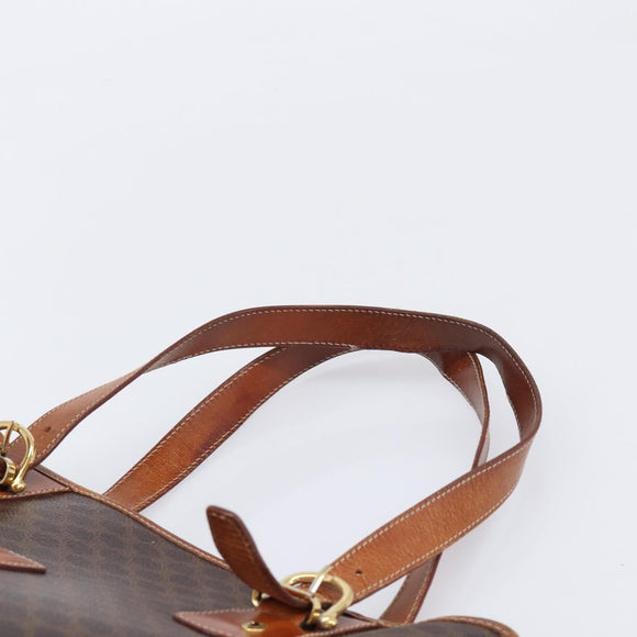 CELINE Macadam Canvas Tote Bag PVC Leather Brown Gold Auth 214916
