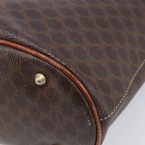 CELINE Macadam Canvas Tote Bag PVC Leather Brown Gold Auth 214916