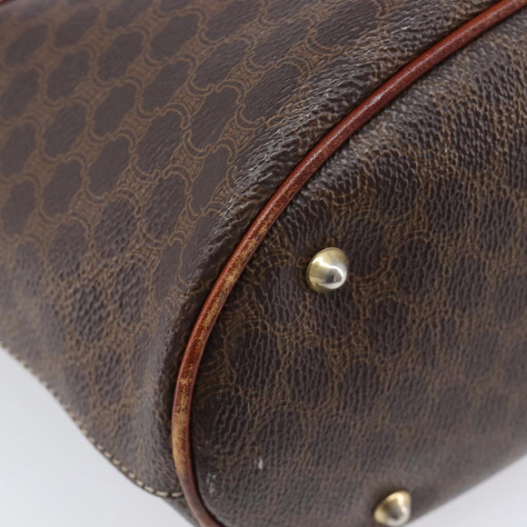 CELINE Macadam Canvas Tote Bag PVC Leather Brown Gold Auth 214916