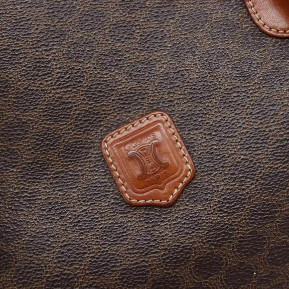 CELINE Macadam Canvas Tote Bag PVC Leather Brown Gold Auth 214916