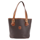 CELINE Macadam Canvas Tote Bag PVC Leather Brown Gold Auth 214916-2