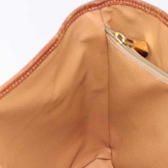 CELINE Macadam Canvas Tote Bag PVC Leather Brown Gold Auth 214916