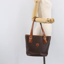 CELINE Macadam Canvas Tote Bag PVC Leather Brown Gold Auth 214916-29