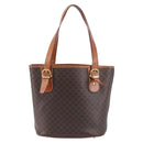 CELINE Macadam Canvas Tote Bag PVC Leather Brown Gold Auth 214916-3