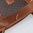 CELINE Macadam Canvas Tote Bag PVC Leather Brown Gold Auth 214916-9