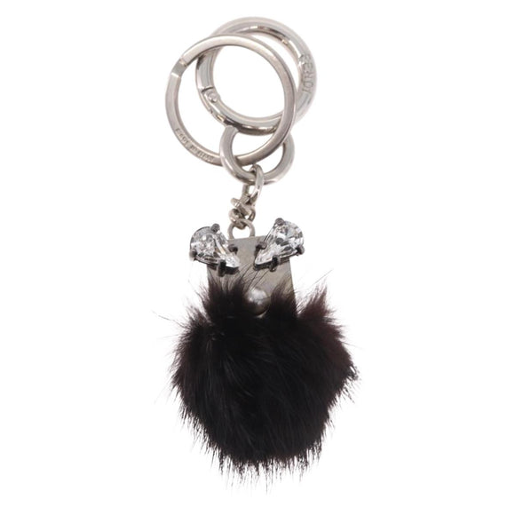 FENDI Key Holder metal Black Silver Auth 214917M