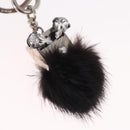 FENDI Key Holder metal Black Silver Auth 214917M-3