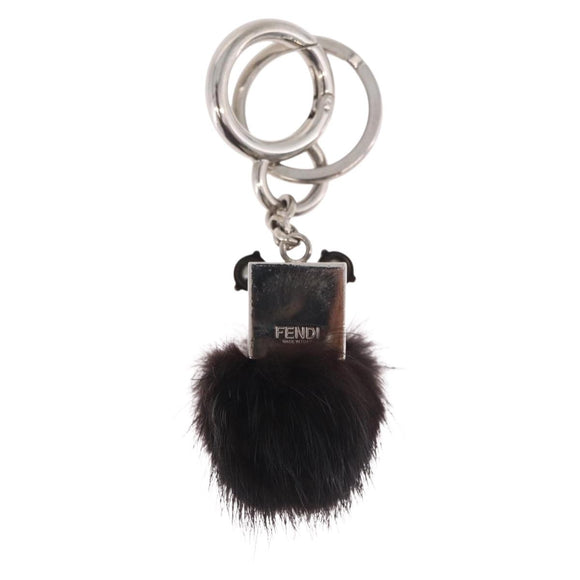 FENDI Key Holder metal Black Silver Auth 214917M