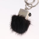 FENDI Key Holder metal Black Silver Auth 214917M-6