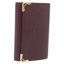 Cartier Must Line Key Case Leather Bordeaux Gold Auth 214918V-1