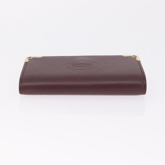 Cartier Must Line Key Case Leather Bordeaux Gold Auth 214918V
