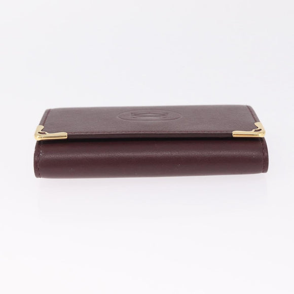 Cartier Must Line Key Case Leather Bordeaux Gold Auth 214918V