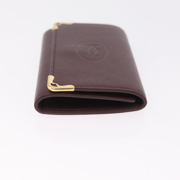 Cartier Must Line Key Case Leather Bordeaux Gold Auth 214918V