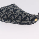 Christian Dior Trotter Canvas saddle Pouch Navy Gold Auth 214920V-11