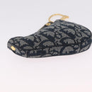 Christian Dior Trotter Canvas saddle Pouch Navy Gold Auth 214920V-12