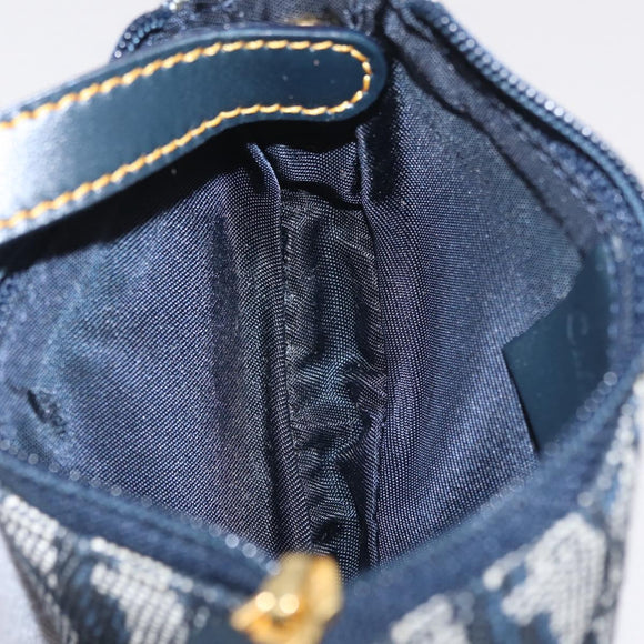 Christian Dior Trotter Canvas saddle Pouch Navy Gold Auth 214920V
