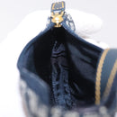 Christian Dior Trotter Canvas saddle Pouch Navy Gold Auth 214920V-18