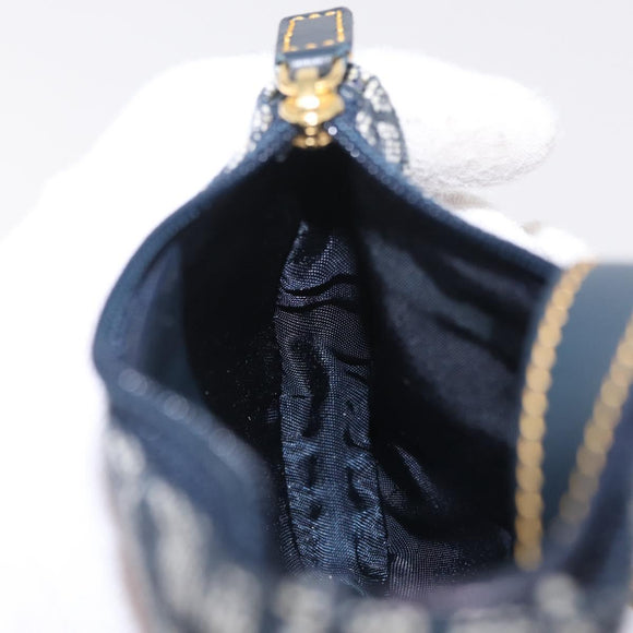 Christian Dior Trotter Canvas saddle Pouch Navy Gold Auth 214920V