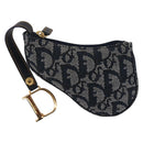 Christian Dior Trotter Canvas saddle Pouch Navy Gold Auth 214920V-2