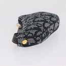 Christian Dior Trotter Canvas saddle Pouch Navy Gold Auth 214920V-5