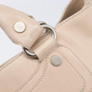 CELINE Boogie Bag Hand Bag Leather Beige Silver Auth 214923-15