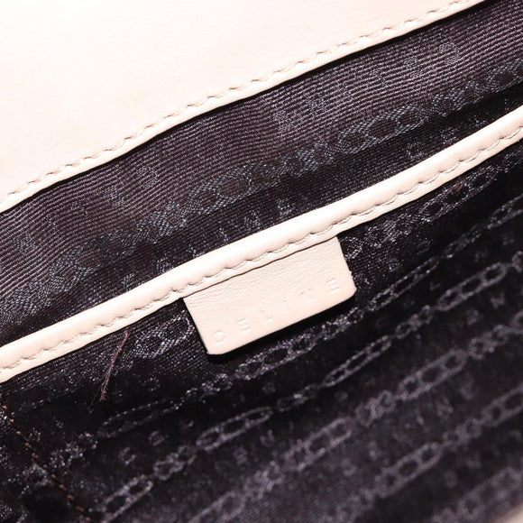 CELINE Boogie Bag Hand Bag Leather Beige Silver Auth 214923