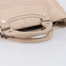 CELINE Boogie Bag Hand Bag Leather Beige Silver Auth 214923-7