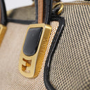 FENDI Chameleon Bag Boston Bag Canvas Beige Gold Auth 214925-14
