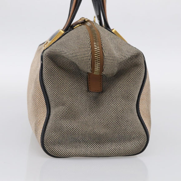 FENDI Chameleon Bag Boston Bag Canvas Beige Gold Auth 214925