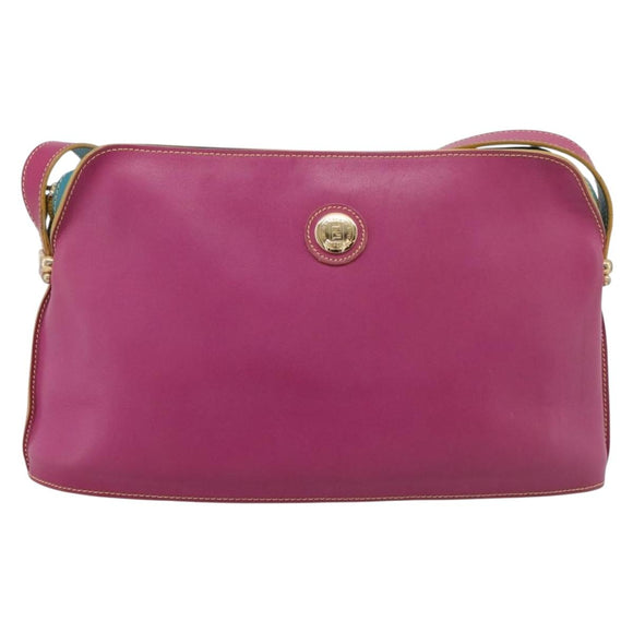 FENDI Shoulder Bag Leather Pink Gold Auth 214926A
