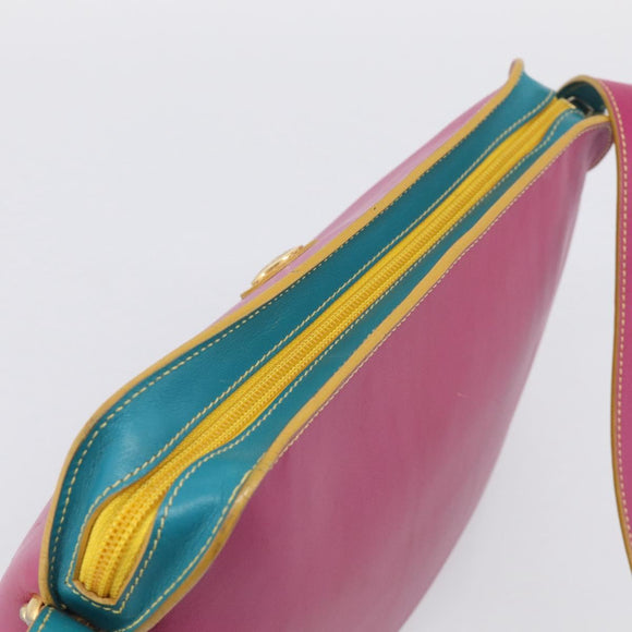 FENDI Shoulder Bag Leather Pink Gold Auth 214926A