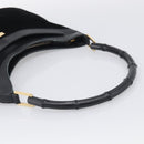 GUCCI Bamboo Jackie Shoulder Bag Suede Black Gold 001 4062 Auth 214927A-7