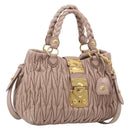 Miu Miu Matelasse Hand Bag Leather 2way Pink Gold Auth 214932A-1
