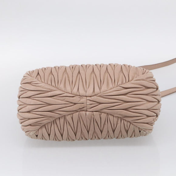 Miu Miu Matelasse Hand Bag Leather 2way Pink Gold Auth 214932A