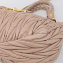 Miu Miu Matelasse Hand Bag Leather 2way Pink Gold Auth 214932A-12