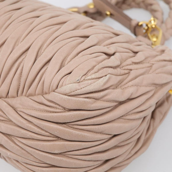 Miu Miu Matelasse Hand Bag Leather 2way Pink Gold Auth 214932A