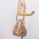 Miu Miu Matelasse Hand Bag Leather 2way Pink Gold Auth 214932A-28
