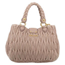 Miu Miu Matelasse Hand Bag Leather 2way Pink Gold Auth 214932A-3