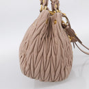 Miu Miu Matelasse Hand Bag Leather 2way Pink Gold Auth 214932A-4