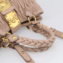 Miu Miu Matelasse Hand Bag Leather 2way Pink Gold Auth 214932A-7