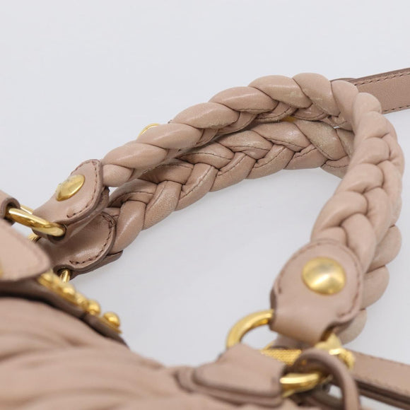 Miu Miu Matelasse Hand Bag Leather 2way Pink Gold Auth 214932A