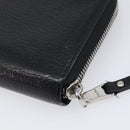 Miu Miu Madras Long Wallet Leather Black Silver Auth 214934A-10