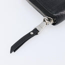 Miu Miu Madras Long Wallet Leather Black Silver Auth 214934A-12