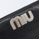 Miu Miu Madras Long Wallet Leather Black Silver Auth 214934A-13