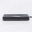 Miu Miu Madras Long Wallet Leather Black Silver Auth 214934A-6