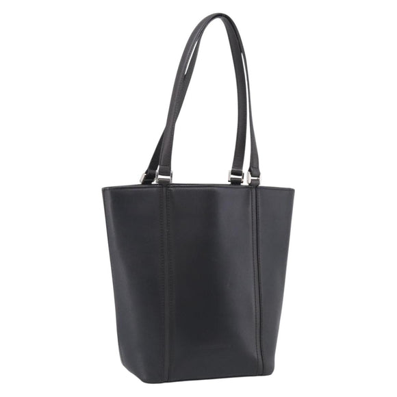 BURBERRY Tote Bag Leather Black Silver Auth 214935