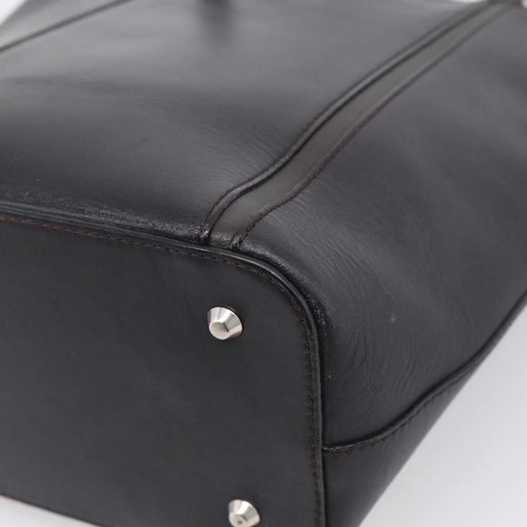 BURBERRY Tote Bag Leather Black Silver Auth 214935