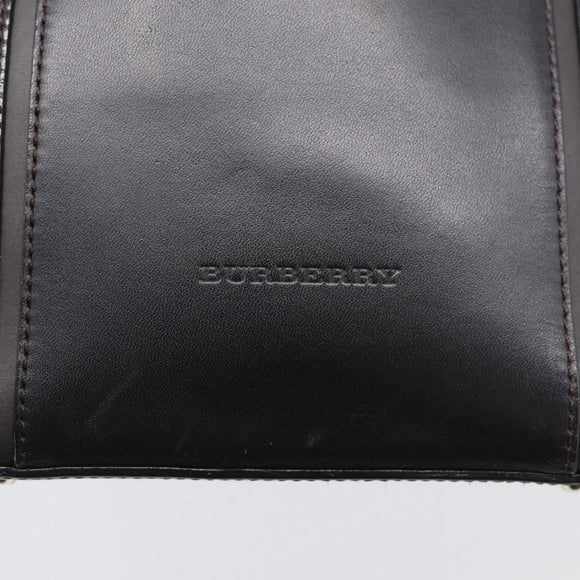 BURBERRY Tote Bag Leather Black Silver Auth 214935